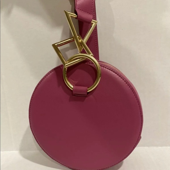 Tara Zadeh Azar Leather Clutch Fuchsia Retail $570 Made In Spain - Picture 1 of 11
